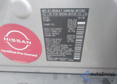 2018 Nissan Rogue Sv z USA, uszkodzony, nr VIN KNMAT2MV0JP577312